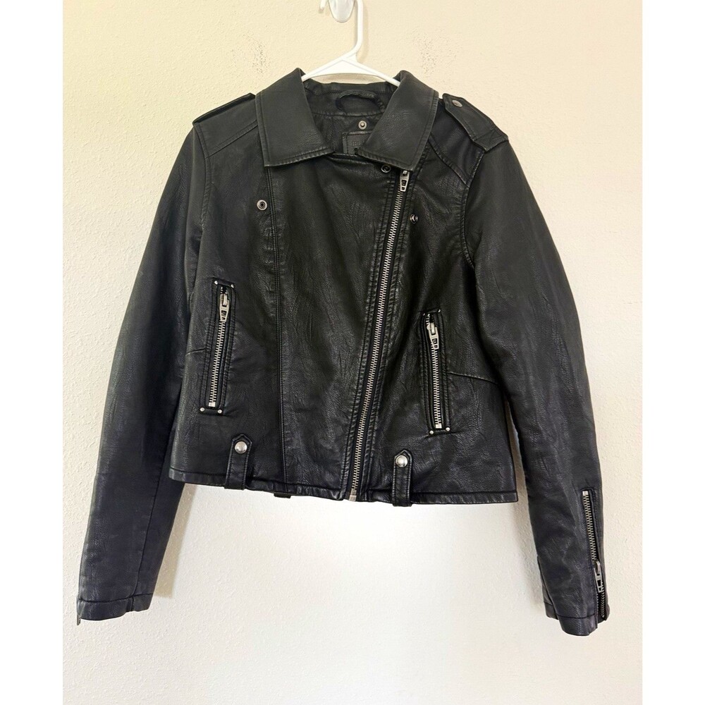 BLANKNYC Women’s Black Moto Jacket biker asymmetrical Zip Medium Streetwear Punk